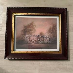 Vintage Delta Graphics Cottage House Landscape Art